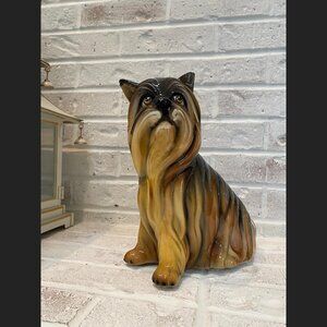 Yorkshire Terrier Figurine - Large Vintage Porcelain - Hand Painted in Italy